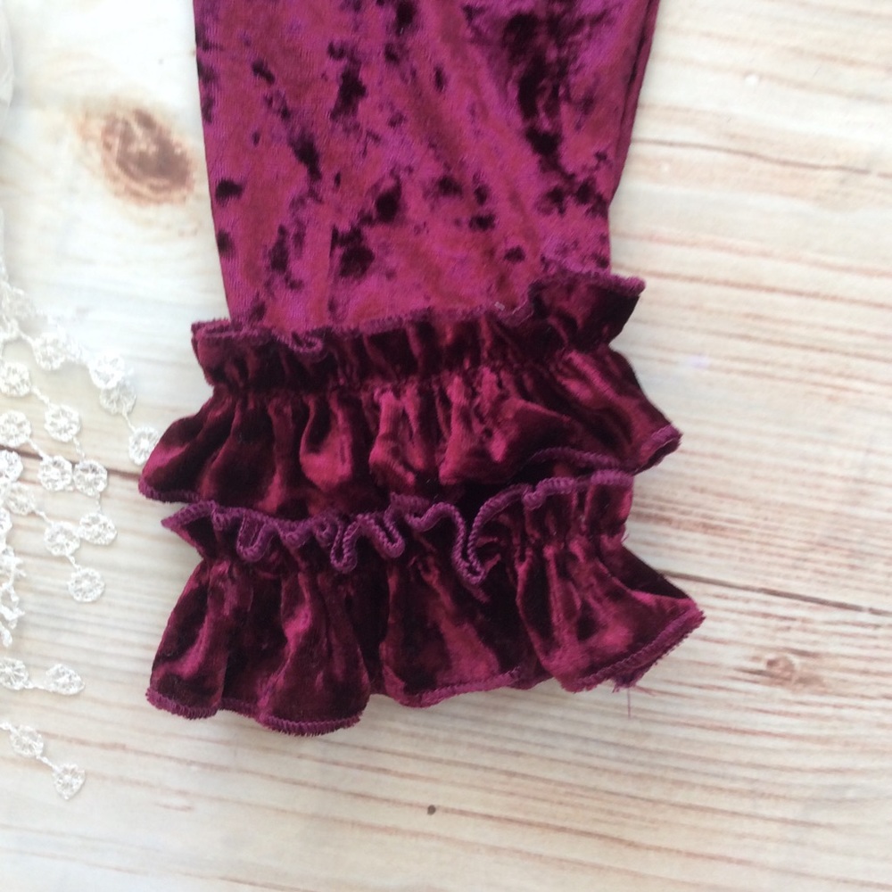 Boutique Girls burgundy velvet ruffle pants - Picture 2 of 3